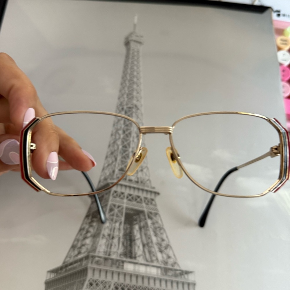 CELINE Vintage Gold and Red Eyeglasses Metal Frames - Picture 13 of 16